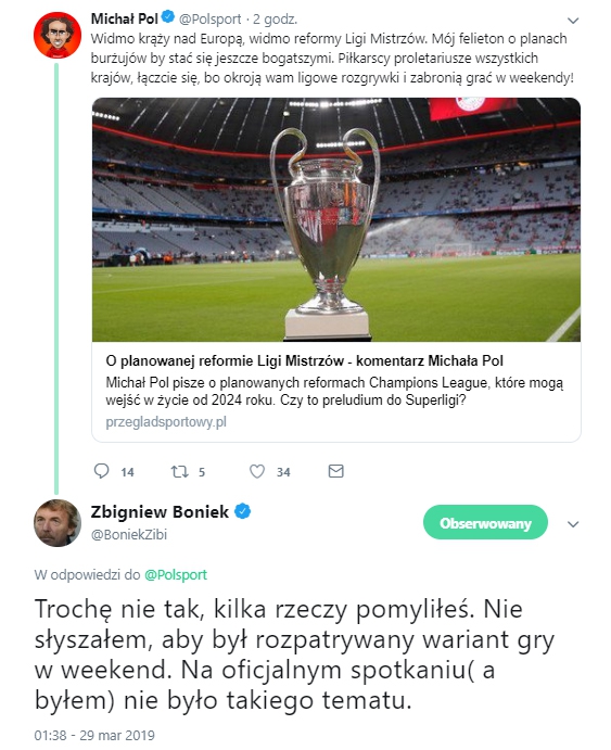 Liga Mistrzów w weekendy? Boniek WYJAŚNIA!